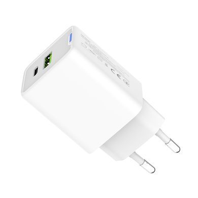 Мережевий зарядний пристрій ColorWay GaN Mini 45W PD Port PPS USB (Type-C PD + USB QC4.0) White (CW-CHS060PD-WT) [603382]