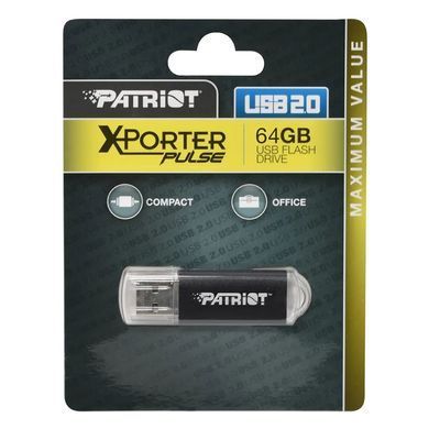Флеш-накопичувач Patriot USB 2.0 Xporter Pulse 64GB Metal/Black (PSF64GXPPBUSB) [802981]
