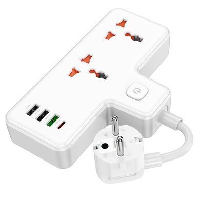 Мережевий подовжувач HOCO AC12A Reise 2-position expansion socket(PD30W/1C3A) (8.5 cm) White (6942007607100) [806291]