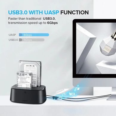 Док-станція UGREEN CM198 USB 3.0 to SATA Dual-Bay Hard Drive Duplicator/Cloner EU (UGR-50857) [803345]