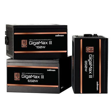 Блок живлення Zalman Gigamax 3 (850W), 88%, 80+ Bronze, 120мм, 1xMB 24pin(20+4), 2xCPU (8pin(4+4)+8pin), 3xMolex, 6xSATA, 4xPCIe 8pin(6+2), 1x12VHPWR, Semi Modular (ZM850-GV3) [109629]