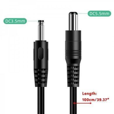 Кабель живлення SK USB-DC5.5mmx2.1 12V 1m Black (40002274412095.5x2.1) [604159]
