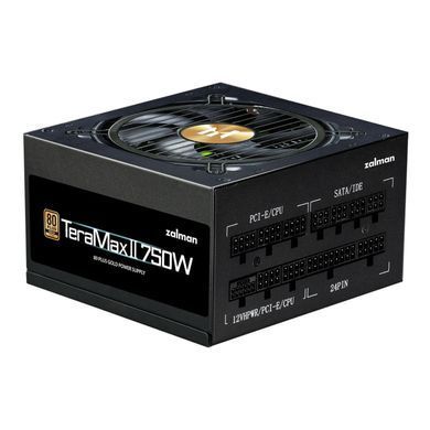 Блок живлення Zalman Teramax 2 (750W), >90%, 80+ Gold, 120мм, 1xMB 28pin (18+10), 2xCPU 8pin(4+4), 3xMolex, 8xSATA, 3xPCIe 8pin(6+2), 1xPCIe GEN5 16pin, Fully Modular (ZM750-TMX2) [109521]