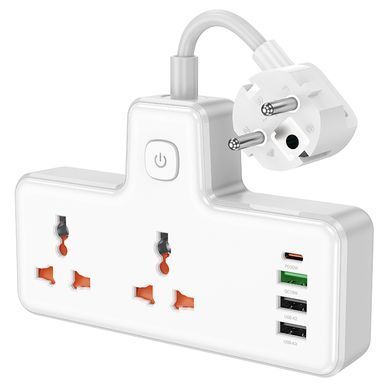 Мережевий подовжувач HOCO AC12A Reise 2-position expansion socket(PD30W/1C3A) (8.5 cm) White (6942007607100) [806291]