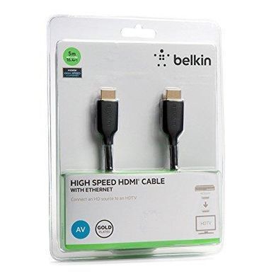 Кабель HDMI (M/M) Belkin 5м, High Speed Ethernet, чорний (F3Y021bt5M) [108656]