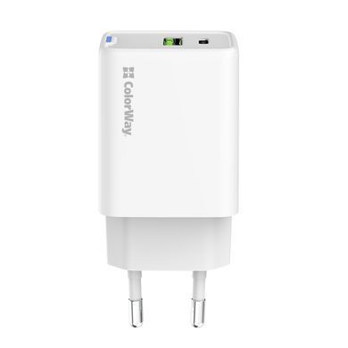 Мережевий зарядний пристрій ColorWay GaN Mini 45W PD Port PPS USB (Type-C PD + USB QC4.0) White (CW-CHS060PD-WT) [603382]