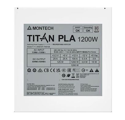 Блок живлення ATX 1200W TIX0126 MONTECH (TITAN PLA 1200) [501890]