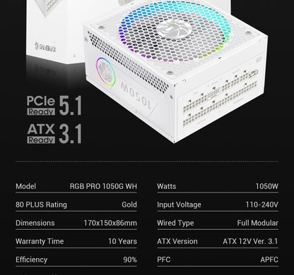 Блок живлення GAMEMAX (RGB PRO 1050G WH) [304296]