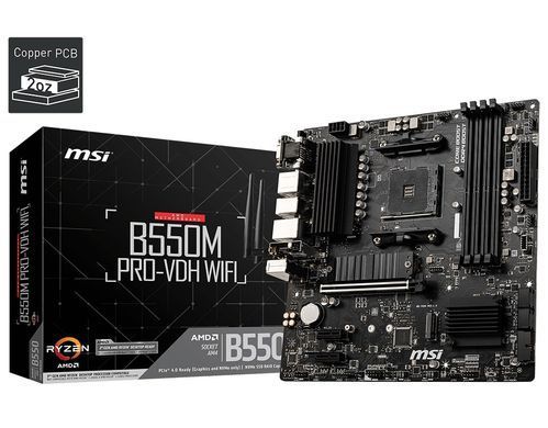 Материнcька плата MSI B550M PRO-VDH WIFI sAM4 B550 4xDDR4 M.2 HDMI D-Sub WiFi BT mATX (911-7C95-081) [109186]