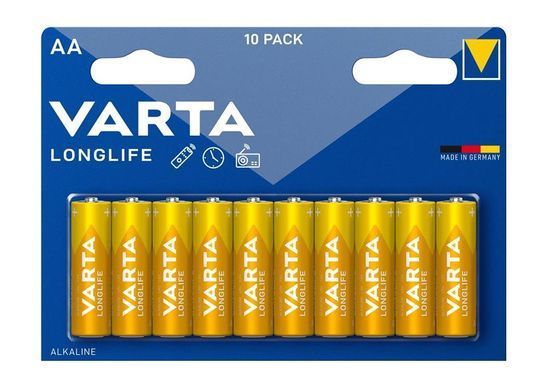 Батарейка Varta Longlife лужна AA блістер, 10 шт (04106101461) [113345]