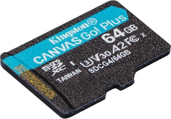 Карта пам'яті Kingston microSD 64GB C10 UHS-I U3 A2 V30 R200/W100MB/s (SDCG4/64GBSP) [110013]
