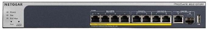 Комутатор NETGEAR MS510TXPP, 8-Port PoE+(180Вт): 4x1GE, 2x2,5GE, 2x5GE. 1x10GE, 1xSFP+, керований L2 (MS510TXPP-100EUS) [14992]