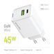Мережевий зарядний пристрій ColorWay GaN Mini 45W PD Port PPS USB (Type-C PD + USB QC4.0) White (CW-CHS060PD-WT) [603382], фото 6