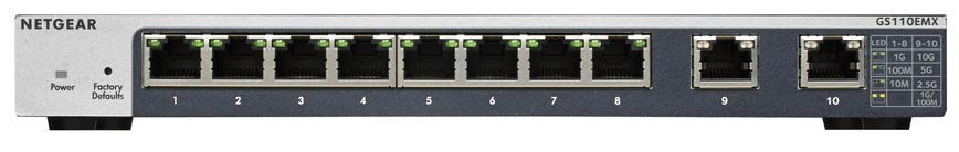 Комутатор NETGEAR GS110EMX 8xGE, 2x10GE, WebSmart (GS110EMX-100PES) [15054]