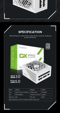 Блок живлення GAMEMAX (GX-1250 PRO WT (ATX3.0PCIe5.0)) [303184]