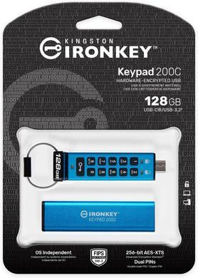 Флеш-накопичувач USB3.2 128GB Kingston IronKey Keypad 200 Type-C Blue (IKKP200C/128GB) [614253]