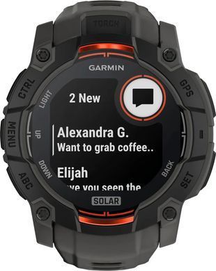Смарт-годинник Garmin Instinct 3 50mm Solar Black with Charcoal Silicone Band (010-02935-40) [604567]