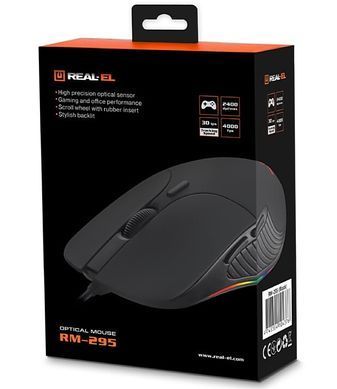 Миша REAL-EL RM-295 Black (EL123200031) [606483]