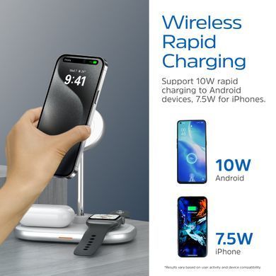 Зарядний пристрій Wireless 15W 3-in-1 Fast Charger white Energizer (WCP303) [404664]