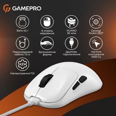Миша GamePro White (GM690W) [606726]
