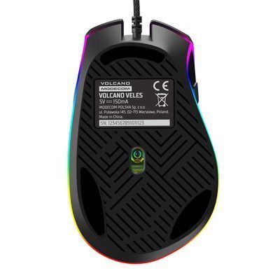 Мишка Modecom Veles Volcano, ігрова, 12800dpi., 8кн.,RGB, чорна (M-MC-VELES-100) [401240]