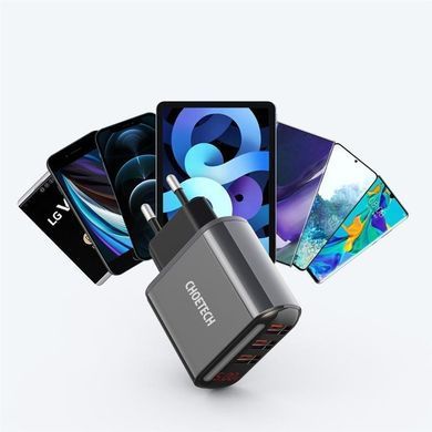 Мережевий зарядний пристрій Choetech (3USBх2.4A) Black (Q5009-EU) [603146]
