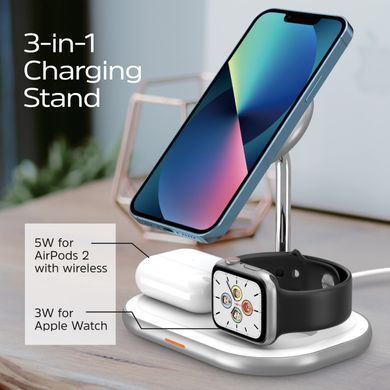 Зарядний пристрій Wireless 15W 3-in-1 Fast Charger white Energizer (WCP303) [404664]