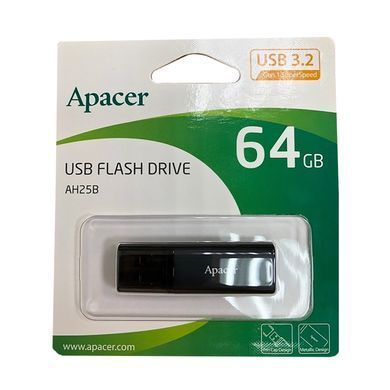 Флеш-накопичувач Apacer USB 3.2 Gen 1 AH25B 64Gb Black (AP64GAH25BB-1) [803099]