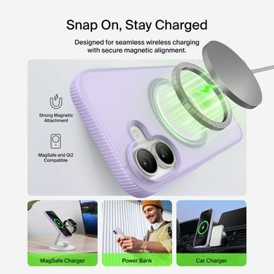 Чохол Belkin для iPhone 17, Magnetic Protective Grip, Lavender (MSA034HQLV) [111897]