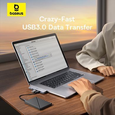 USB-хаб Baseus UltraJoy Series 5-Port HUB Space Grey (USB-C*2 to USB-C 40Gbps*1+HDMI 4K@30Hz*1+USB3.0*3） (B00052801811-04) [806519]