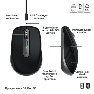Миша Logitech MX Anywhere 3S for Ma, Space Grey (910-006947) [200837]