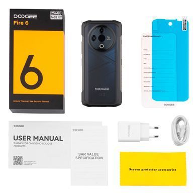 Смартфон Doogee Fire 6 6.56" 6/256ГБ, 2SIM, 10400мА&bull;год, синій (з тепловізором) (6923740234310) [101365]