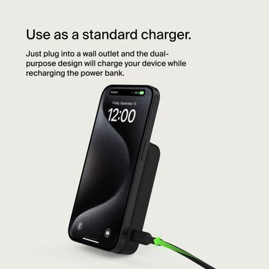 Акумулятор портативний літій-іонний Power Bank Belkin 10000мА&middot;год, 15Вт, MagSafe Qi2, чорний (BPD008BTBK) [112186]