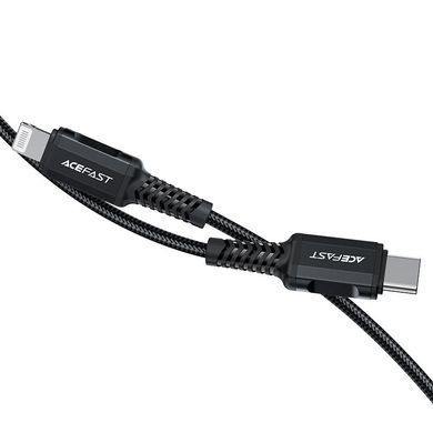 Кабель ACEFAST C4-01 Type-C to iP 3A, 30W, 1.8m, nylon, zinc connectors, Black (6974316281306) [802594]