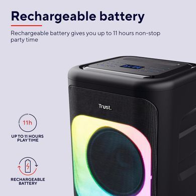 Портативна акустична система Trust Azura 50Вт, 1.0, ВТ 5.2, TWS, MP3, IPX4, RGB, Чорний (25280_TRUST) [113296]