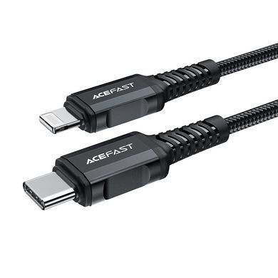 Кабель ACEFAST C4-01 Type-C to iP 3A, 30W, 1.8m, nylon, zinc connectors, Black (6974316281306) [802594]