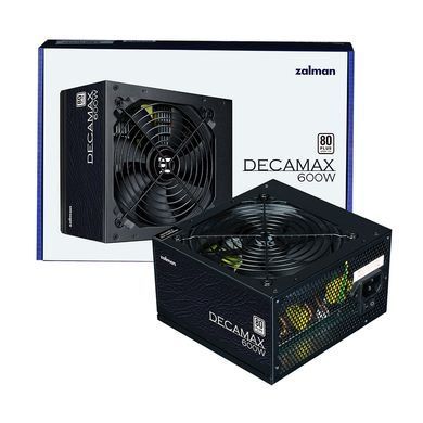 Блок живлення Zalman Decamax (600W) 85%, 80 Plus, 120мм, 1xMB 24pin(20+4), 1xCPU 8pin(4+4), 3xMolex, 6xSATA, 2xPCIe 8pin(6+2) (ZM600-LX3) [109631]
