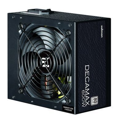 Блок живлення Zalman Decamax (600W) 85%, 80 Plus, 120мм, 1xMB 24pin(20+4), 1xCPU 8pin(4+4), 3xMolex, 6xSATA, 2xPCIe 8pin(6+2) (ZM600-LX3) [109631]