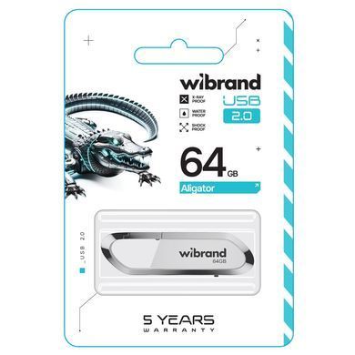 Флеш-накопичувач Wibrand USB 2.0 Aligator 64Gb White (WI2.0/AL64U7W) [802931]
