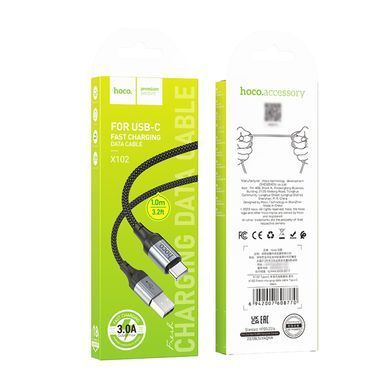 Кабель HOCO X102 USB to Type-C 3A, 1m, nylon, aluminum connectors, Black (6942007608770) [805366]