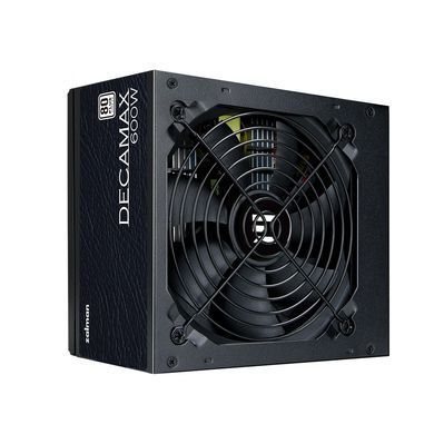 Блок живлення Zalman Decamax (600W) 85%, 80 Plus, 120мм, 1xMB 24pin(20+4), 1xCPU 8pin(4+4), 3xMolex, 6xSATA, 2xPCIe 8pin(6+2) (ZM600-LX3) [109631]