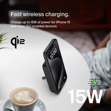 Акумулятор портативний літій-іонний Power Bank Belkin 10000мА&middot;год, 15Вт, MagSafe Qi2, чорний (BPD008BTBK) [112186]