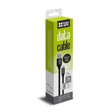Кабель ColorWay USB - micro USB (M/M), 2.4 А, 2 м, Black (CW-CBUM009-BK) [603692]