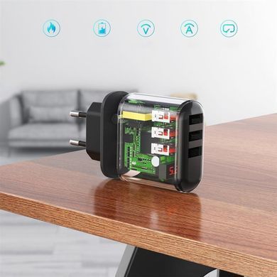 Мережевий зарядний пристрій Choetech (3USBх2.4A) Black (Q5009-EU) [603146]