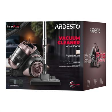 Пилосос ARDESTO контейнерний, 700Вт, конт пил -2.5л, НЕРА, чорно-бронзовий (VC-I-C700GB) [110836]