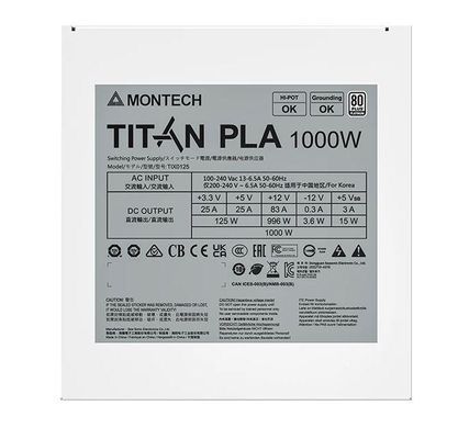 Блок живлення ATX 1000W TIX0125 MONTECH (TITAN PLA 1000) [501891]