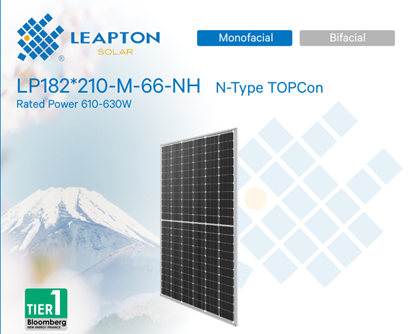 Фотоелектрична панель Leapton Solar LP182x210-M-66-NH-620W, Mono, TopCon, MBB, Halfcell, Silver frame (LP210M66-NH-620W/SF) [111270]