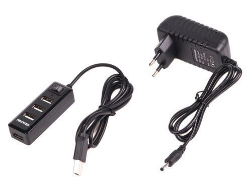 USB-хаб Maxxter 4 ports (HU2A-4P-AC-03) [609360]