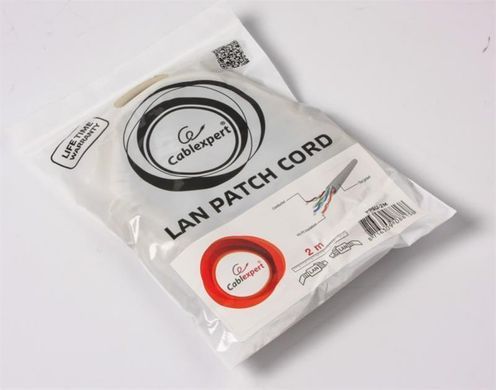 Патч-корд UTP Cablexpert cat.6, літий, 50u штекер із засувкою, 2 м, сірий (PP6U-2M) [610138]
