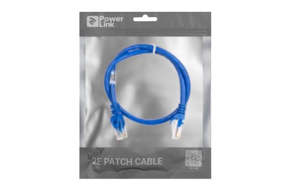 Патч-корд 2E САТ 6, UTP, 0.50м, 26AWG, RJ45, 7/0.16, Cu, PVC, синій (2E-PC6COP-050BL) [113541]